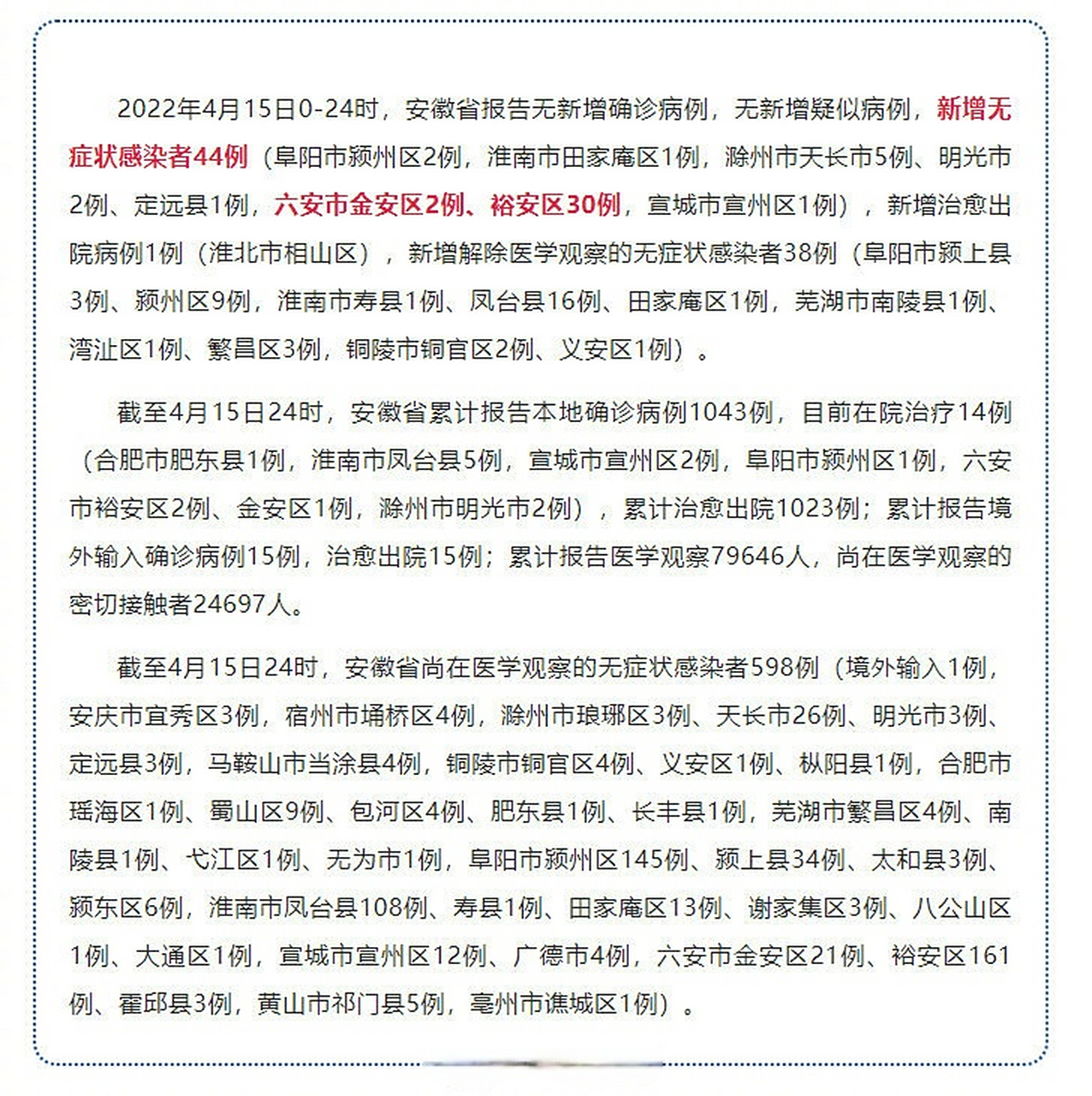 【六安7名无症状/安徽六安新增2例无症状感染者】 【六安7名无症状/安徽六安新增2例无症状感染者】