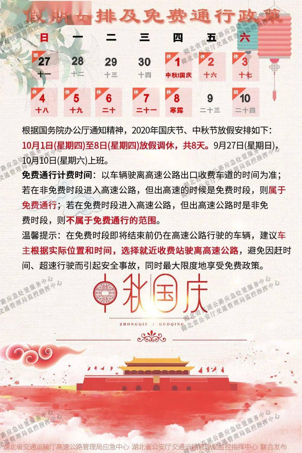 今年十月一日高速免费几天?这份出行指南请收好! 今年十月一日高速免费几天?这份出行指南请收好!