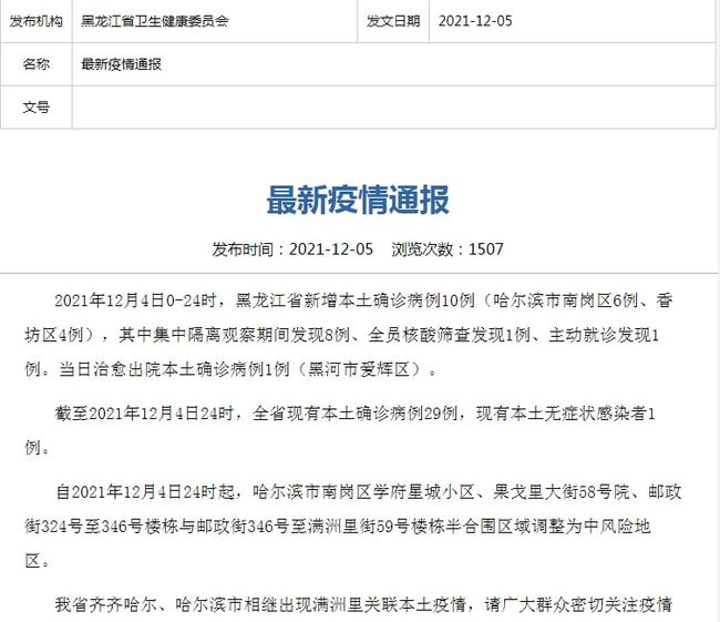 哈尔滨新增本土确诊6例是哪里的(哈尔滨新增6例轨迹) 哈尔滨新增本土确诊6例是哪里的(哈尔滨新增6例轨迹)