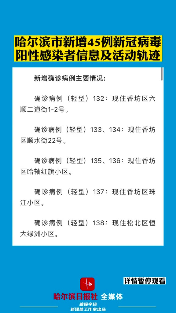 哈尔滨新增确诊/哈尔滨新增确诊活动轨迹 哈尔滨新增确诊/哈尔滨新增确诊活动轨迹