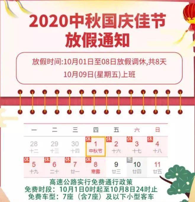2020年国庆假期高速免费时间(2020国庆节假期高速公路免费时间) 2020年国庆假期高速免费时间(2020国庆节假期高速公路免费时间)