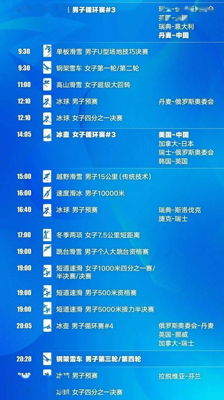 一图在手,观赛无忧—详解冬奥会赛程时间表图片 一图在手,观赛无忧—详解冬奥会赛程时间表图片