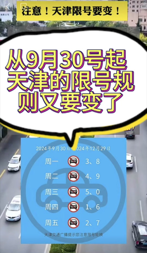限号政策调整,天津10月出行指南 限号政策调整,天津10月出行指南
