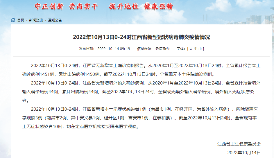 江西省疫情最新情况今日新增:江西省疫情最新公告 江西省疫情最新情况今日新增:江西省疫情最新公告