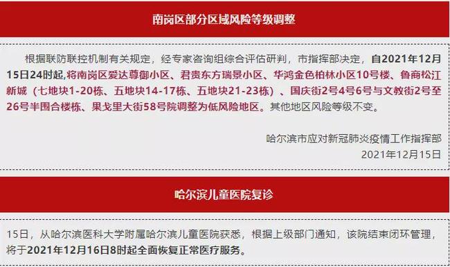 哈尔滨啥时候解封最新2021:哈尔滨什么时候彻底解封 哈尔滨啥时候解封最新2021:哈尔滨什么时候彻底解封