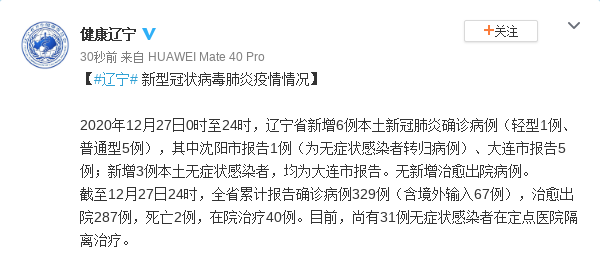 辽宁省新增6例本土/辽宁省新增6例本土病例 辽宁省新增6例本土/辽宁省新增6例本土病例