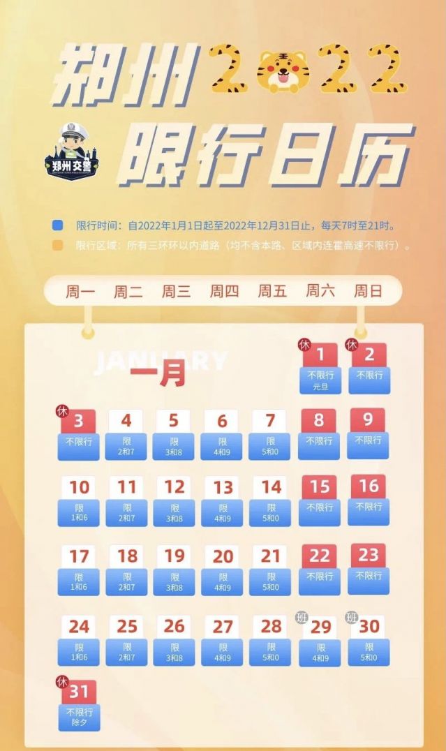 郑州限号2022年1月限号时间详解，出行必看指南