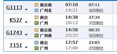 南京到广州的火车时刻表及经过站/南京到广州火车时刻列表