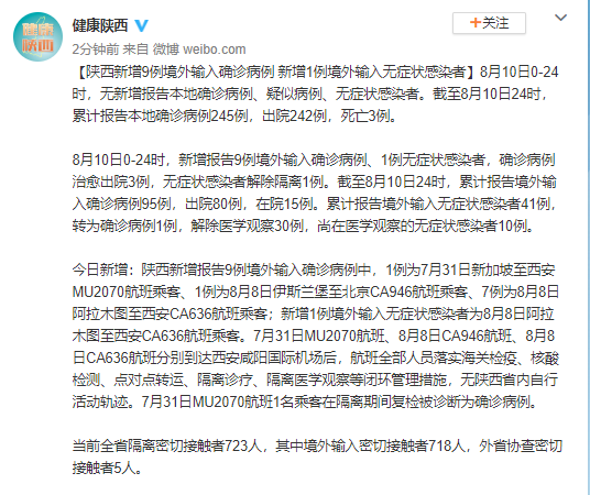 陕西省新增一例境外（陕西新增13例境外输入确诊病例在哪）