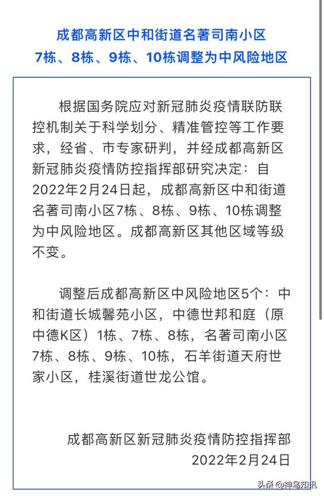 成都一地调整为高风险地区有哪些:成都高风险地区有哪些最新 成都一地调整为高风险地区有哪些:成都高风险地区有哪些最新