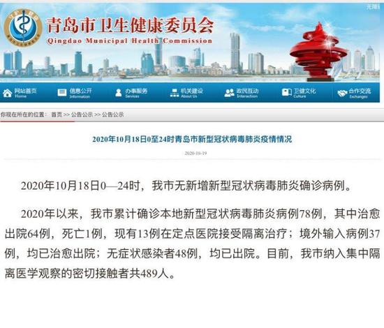 山东青岛疫情最新通报:山东青岛疫情最新数据消息新增