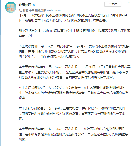 陕西新增本土确诊病例12例:陕西新增本土疑似病例