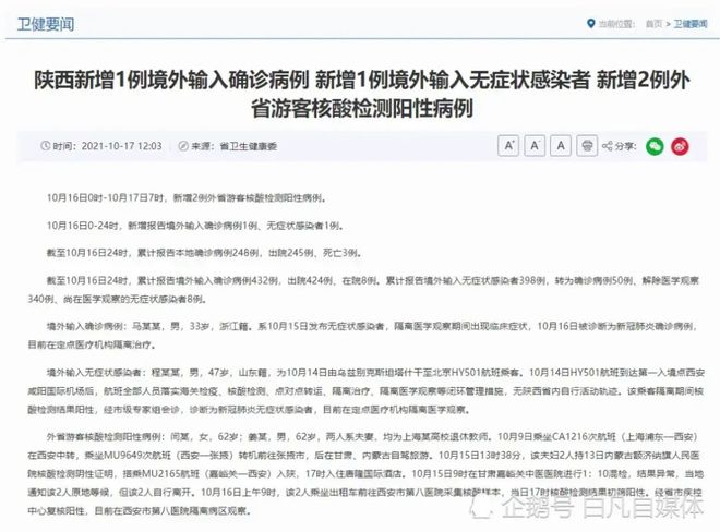 陕西新增本土确诊病例12例:陕西新增本土疑似病例