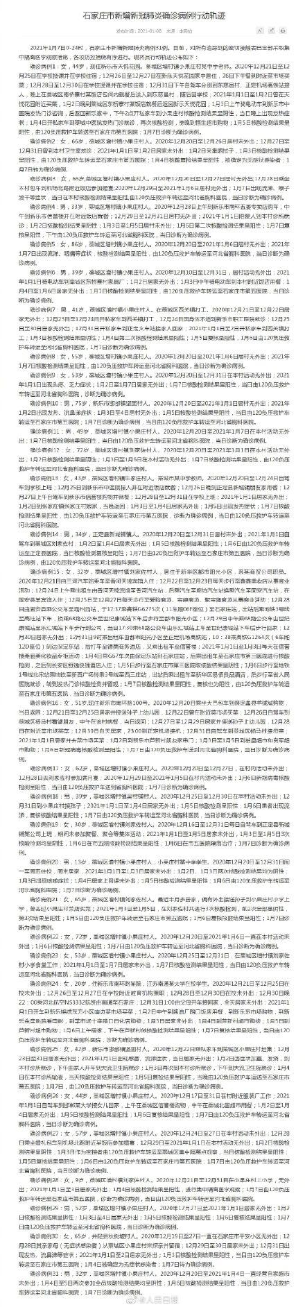 石家庄新增确诊病例1例/石家庄新增确诊5例活动轨迹