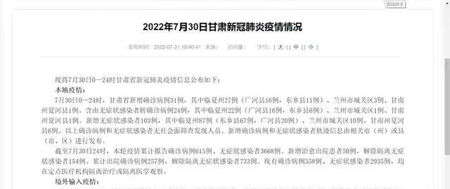 【甘肃兰州最新疫情报告,甘肃兰州最新疫情最新消息新闻】