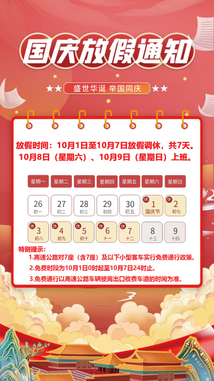 【国庆假期高速公路免不免费/国庆假高速免过路费几天】